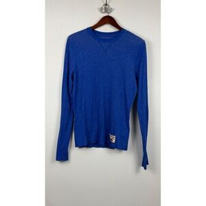 Hollister Mens XL Blue Waffle Knit Thermal Long Sleeve Crew Neck Shirt Y2K